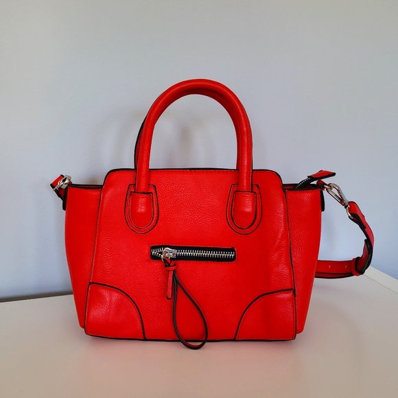 Parfois Handbags - Parfois Red Vegan Faux Leather Medium Cross Body Bag, Tote Handles, GUC